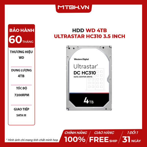 HDD WD 4TB Ultrastar HC310 3.5 inch SATA Ultra 512N SE 7K6 256MB Cache 7200RPM