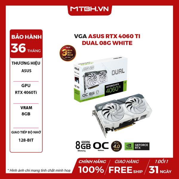 VGA ASUS RTX 4060 TI DUAL O8G WHITE