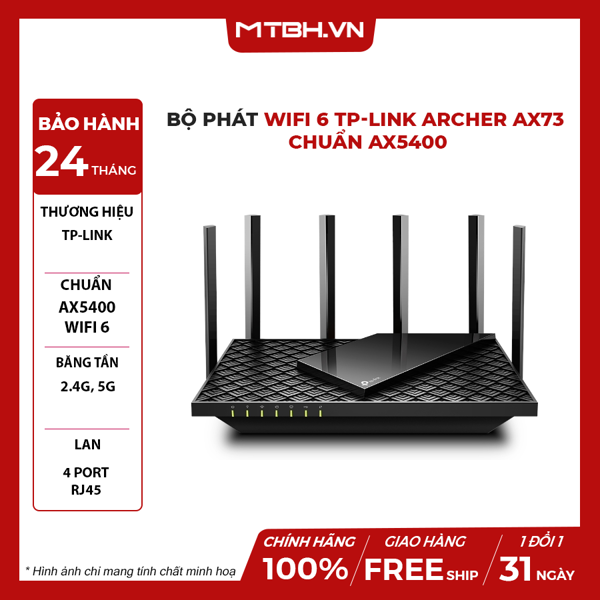 Bộ phát wifi 6 TP-Link Archer AX73 - Chuẩn AX5400 | 6 Ăng-ten