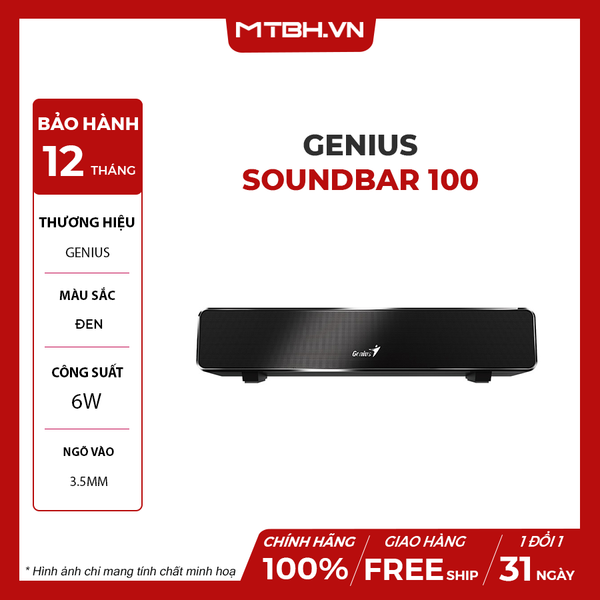 LOA GENIUS SOUNDBAR 100 6W - USB | 3.5MM