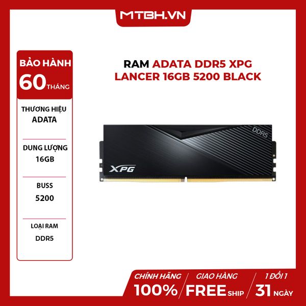 RAM DDR5 16GB ADATA XPG LANCER 5200 BLACK