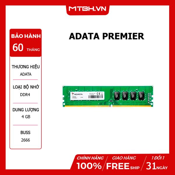 RAM DDR4 4GB ADATA PREMIER BUSS 2666 NEW