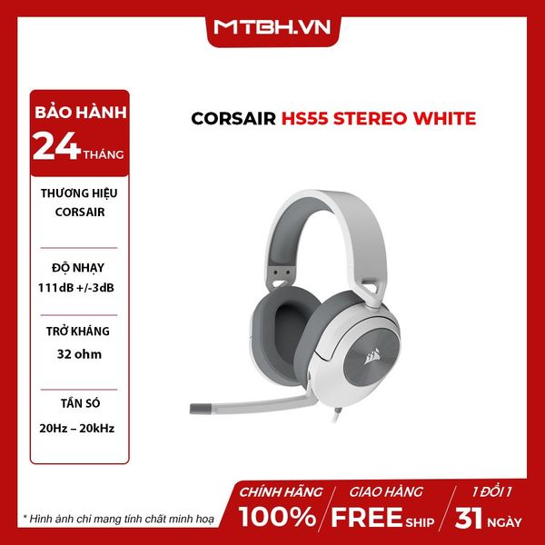 Tai Nghe Corsair HS55 Stereo White