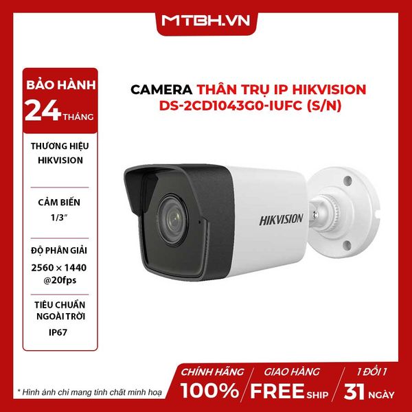 Camera Thân Trụ IP 2MP HIKVISION DS-2CD1023G0-IUF (S/N)