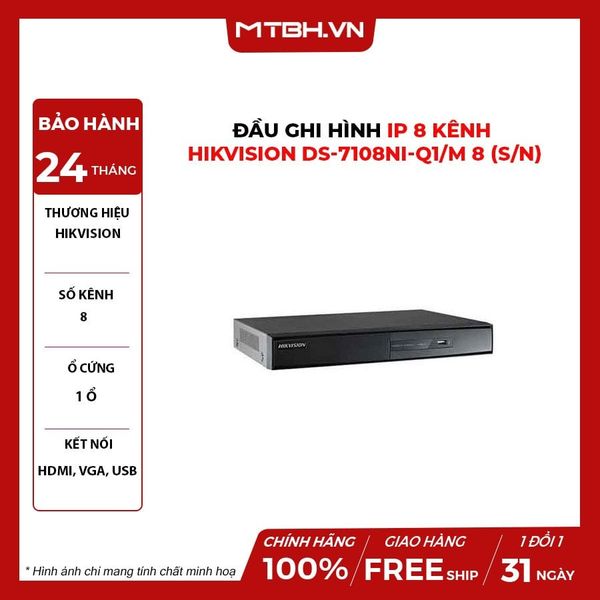 Đầu Ghi Hình IP 8 Kênh HIKVISION DS-7608NI-K1 (S/N)