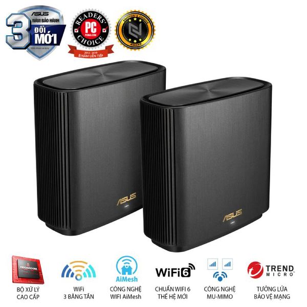 BỘ PHÁT WIFI ASUS ZEN XT8 (B-2-PK) - MESH WI-FI 6 (802.11ax) | Chuẩn AX6600 | 3 băng tần | AiProtection