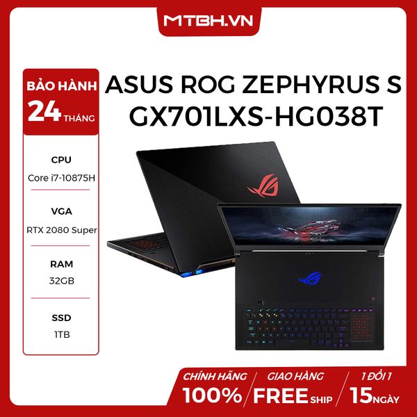 LAPTOP GAMING ASUS ROG ZEPHYRUS S GX701LXS-HG038T CORE I7 10875H RTX 2080S 8GB MAXQ 32GB RAM 1TB SSD 17.3” IPS 300HZ 3MS G-SYNC PERKEY WIN 10 DGW