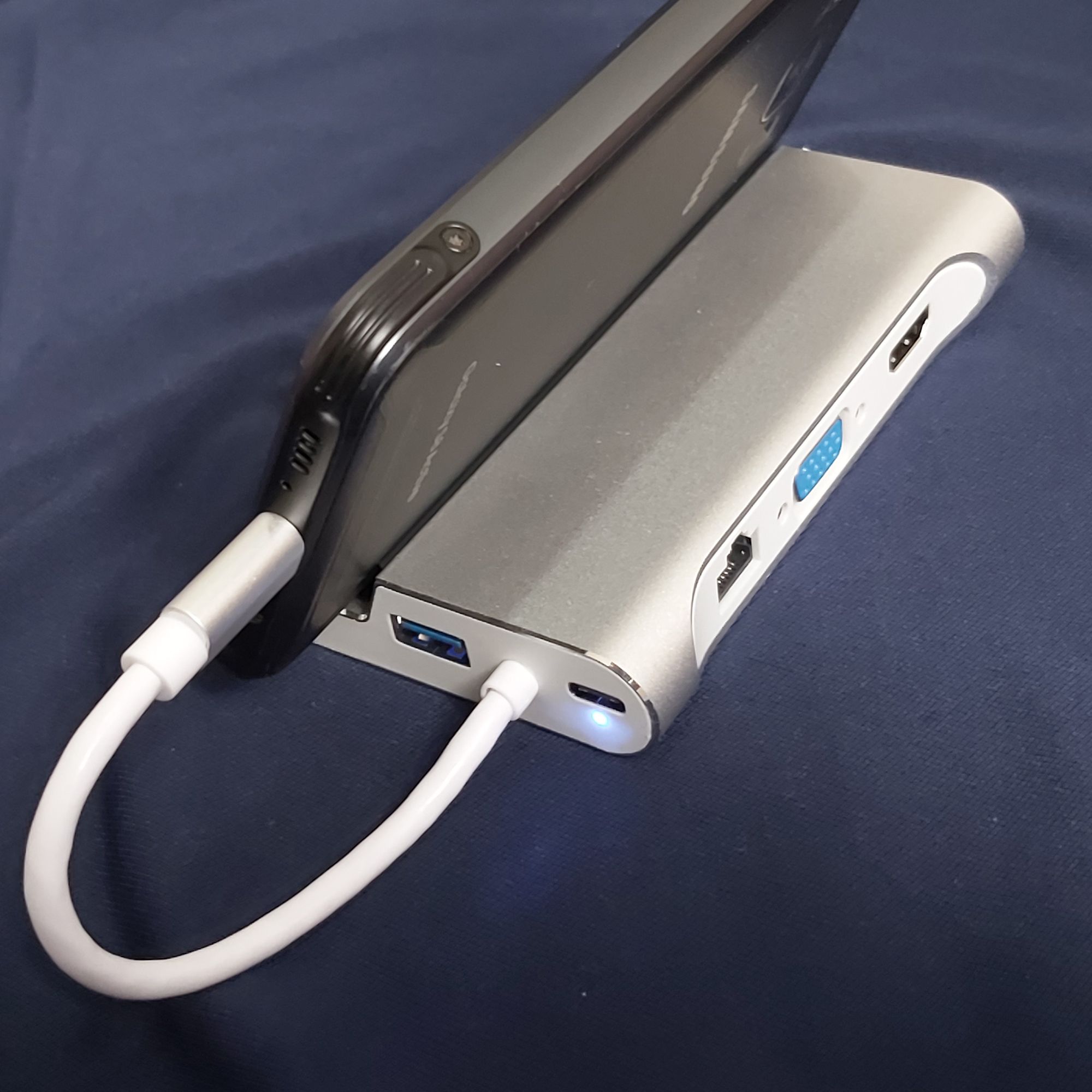 Cáp chuyển tín hiệu Usb Type-c cho Samsung Dex - 7in1 hỗ trợ HDMI/ VGA/ RJ45/ Sạc nhanh/ USB 3.0