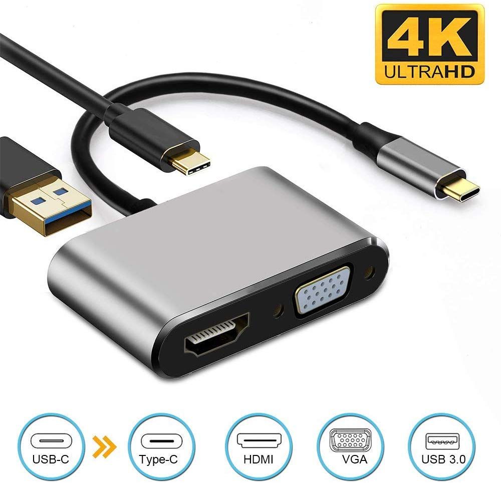 Cáp chuyển tín hiệu USB Type-c (Thunderbolt 3) ra 4 cổng HDMI/ VGA/ USB và cổng sạc - UHV41160