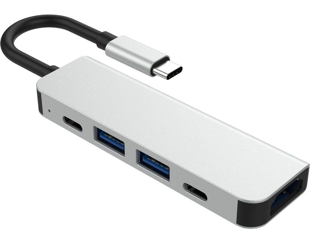 Hub usb type c 5in1-3 Hdmi, usb , pd cho điện thoại, máy tính bảng, macbook