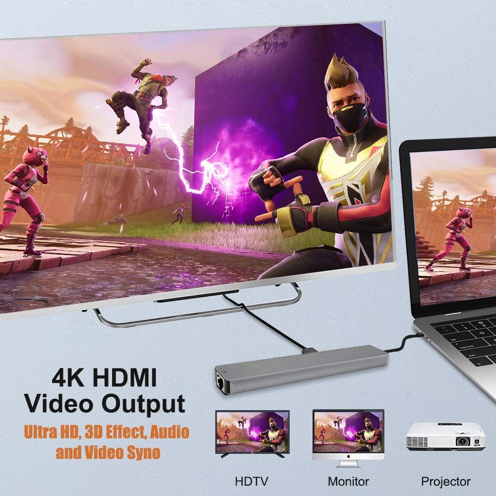 Hub usb type c 8in1-1 Hdmi, Lan 1000Mbps, pd, sd, tf