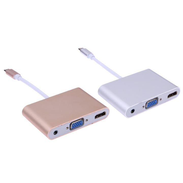 Cáp chuyển tín hiệu Usb Type-c (Thunderbolt 3) ra HDMI/ VGA có âm thanh - HVA-LS31