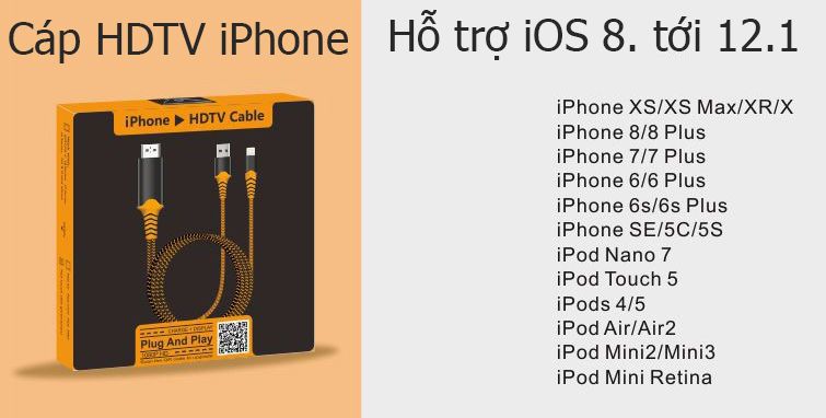 Cáp kết nối iPhone với tivi HDMI FullHD - Hỗ trợ iPad - CLH-P8+