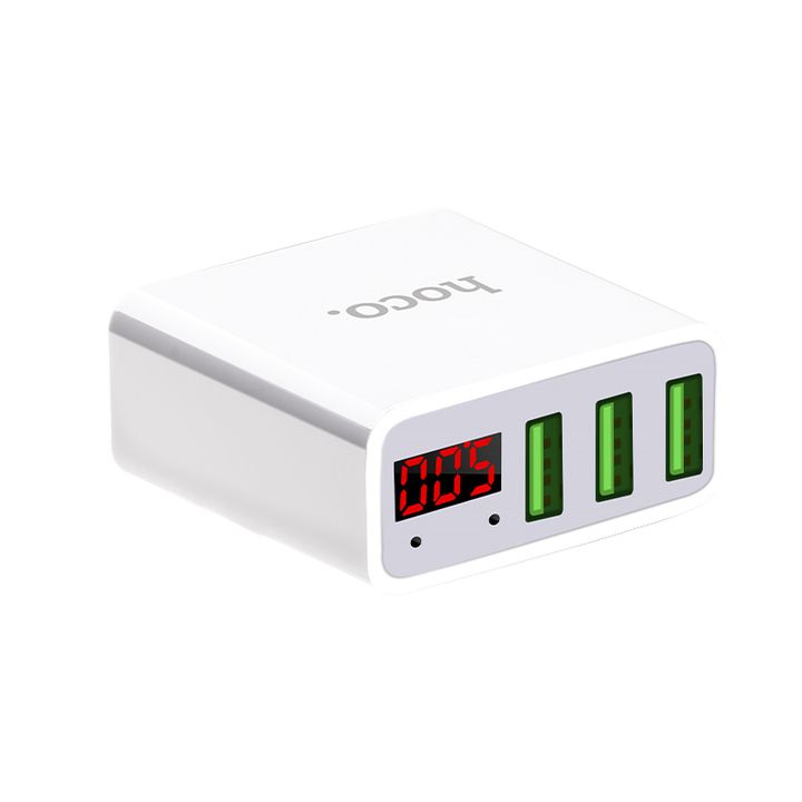 Cốc sạc nhanh HOCO C15 - 3 cổng usb - Đèn led