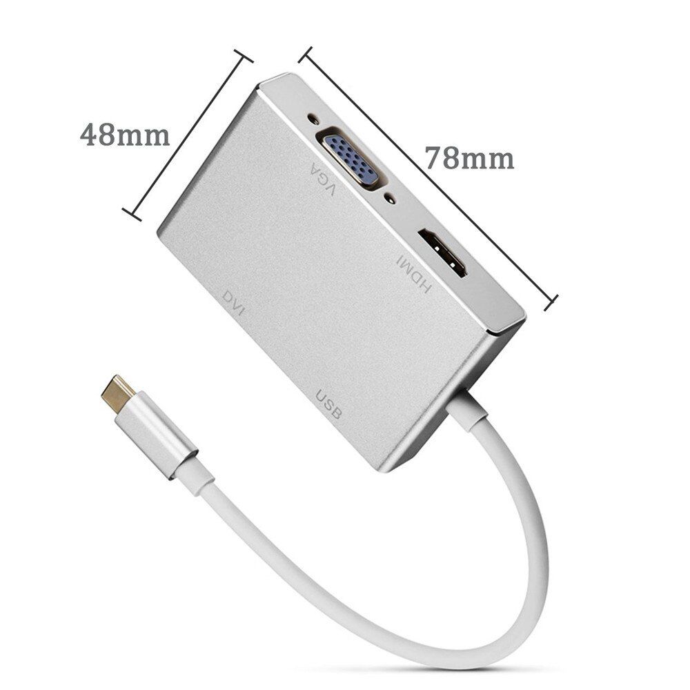 Cáp chuyển tín hiệu USB Type-c (Thunderbolt 3) ra HDMI/ DVI/ VGA/ USB - 4in1-1 - UTH411