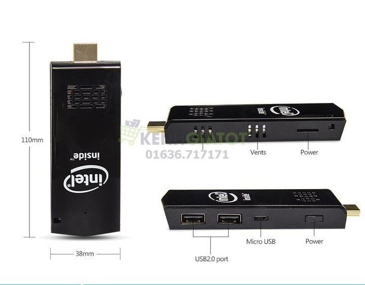 Mini PC dạng stick pc W5 Pro Intel Z8350 bluetooth 4.0, wifi
