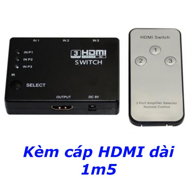 Switch HDMI bộ chia tín hiệu cho HDMI vào 3 ra 1 có remote SW31R