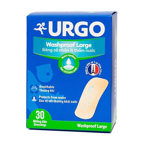 Băng Cá Nhân Ít Thấm Nước Urgo Washproof Large Hộp 30 Miếng