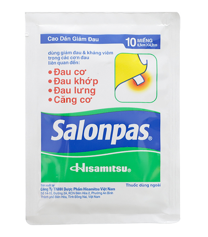  Cao dán Salonpas giảm đau, kháng viêm (gói x 10 miếng) 