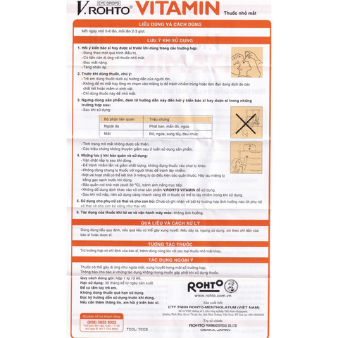  Dung dịch nhỏ mắt V.Rohto Vitamin cải thiện tình trạng giảm thị lực lọ 13ml 