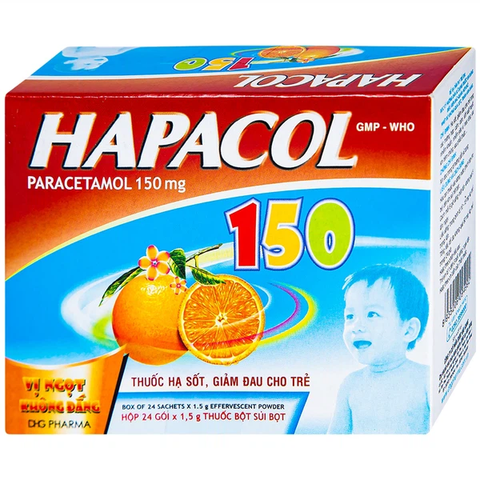 Thuốc Hapacol 150mg DHG vị cam hỗ trợ giảm đau, hạ sốt cho trẻ (24 gói x 1.5g)