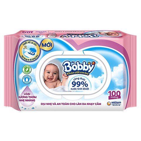 Khăn giấy ướt Bobby có mùi 100T