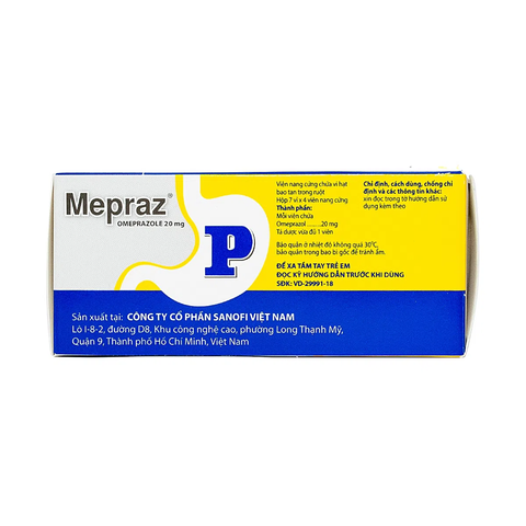  Mepraz 20mg trị trào ngược dạ dày, thực quản (7 vỉ x 4 viên) 