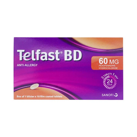 Telfast BD 60mg trị viêm mũi dị ứng, mày đay (1 vỉ x 10 viên)