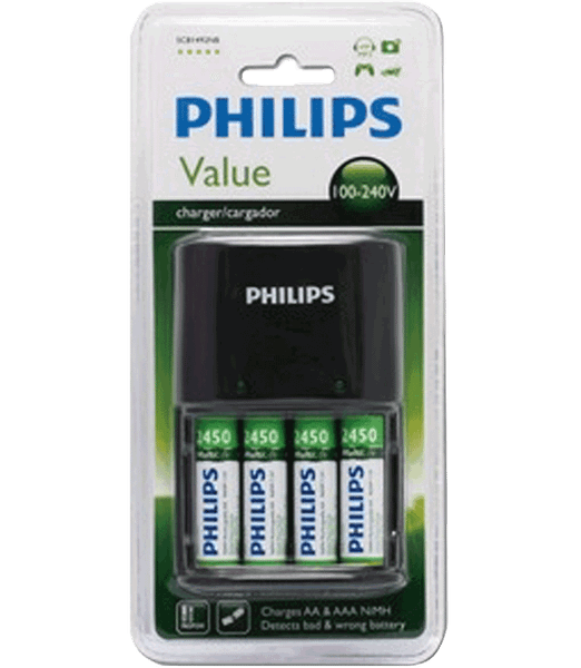 Bộ sạc 4 pin AA, AAA Philips SCB1411NB