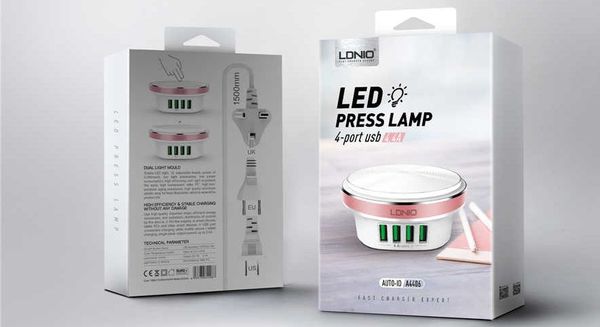 Cổng sạc LDNIO A4406 4 Cổng USB với đèn LED cảm ứng