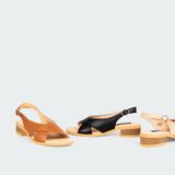 Giày sandals nữ gót phối vân gỗ ChristinA-Q XDN323