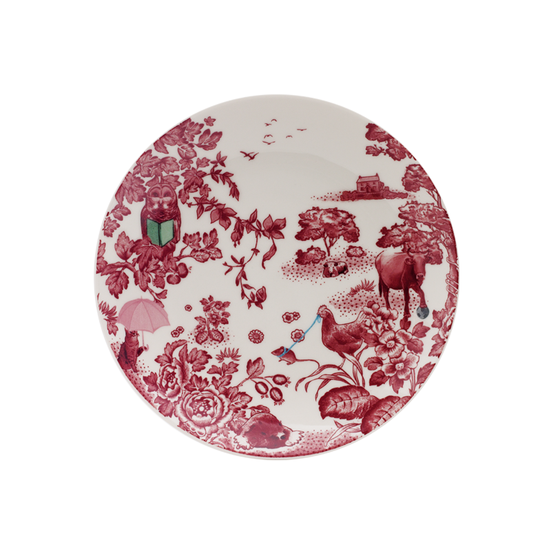 A CURIOUS TOILE - 21CM SALAD PLATE (RED)