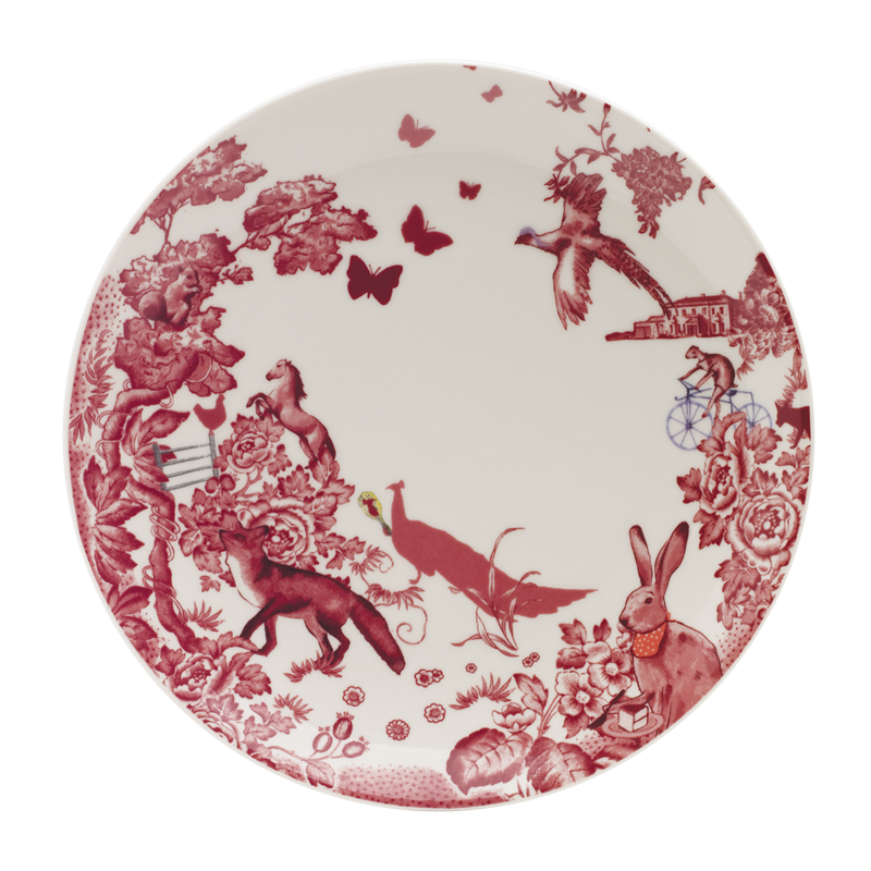 A CURIOUS TOILE - 27CM DINNER PLATE  (RED)
