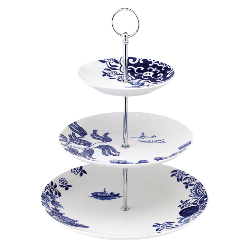 WILLOW LOVE STORY - 27CM 3 TIERS CAKE STAND (BLUE)