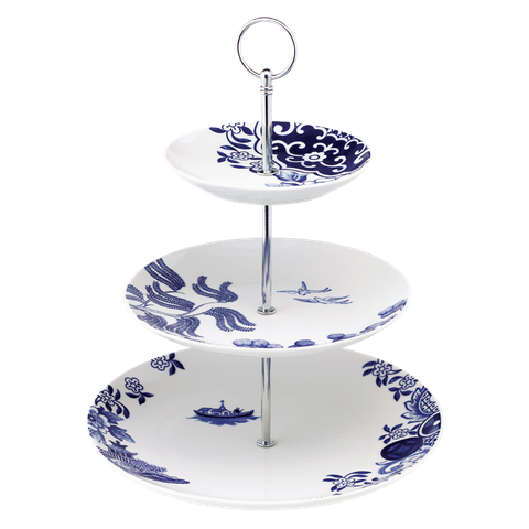 WILLOW LOVE STORY - 27CM 3 TIERS CAKE STAND (BLUE)