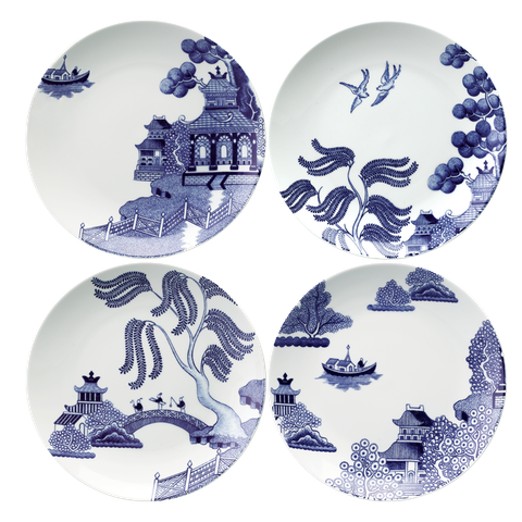 WILLOW LOVE STORY - SET OF 4 X 21CM SALAD PLATE (ASSORTED)