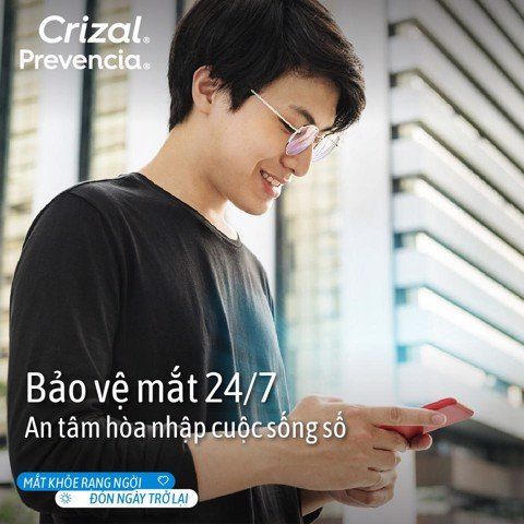  Tròng Kính Chống Ánh Sáng Xanh Essilor Crizal Prevencia 1.56 