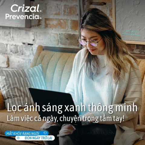  Tròng Kính Chống Ánh Sáng Xanh Essilor Crizal Prevencia 