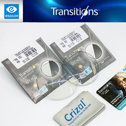  Tròng Kính Đổi Màu Essilor Crizal Transitions Signature Gen 8 Chính Hãng 