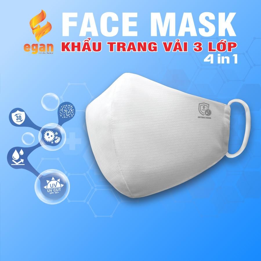 Khẩu Trang Vải 3 lớp Egan ( 1 Set/ 2 cái )