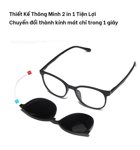  Kính Râm Cận TR90 Clip On Phân Cực Polarized 2 Trong 1 Bộ 5 Kẹp Snap Lens 12160 