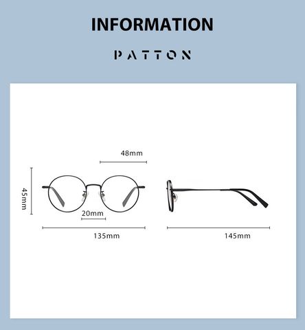  Gọng Kính Tròn Nam Nữ Chống Ánh Sáng Xanh Titanium Patton PT911 