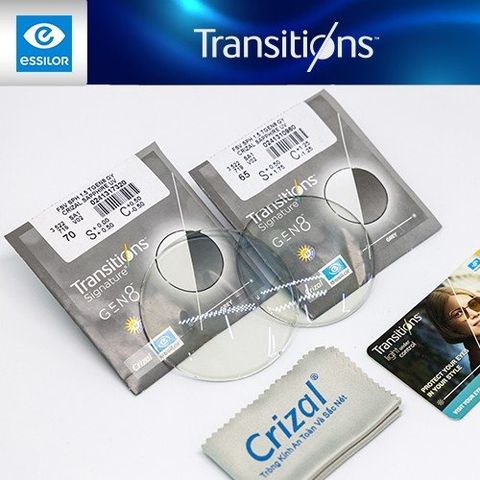  Tròng Kính Đổi Màu Essilor Crizal Transitions Signature Gen 8 Chính Hãng 1.56 SPH 