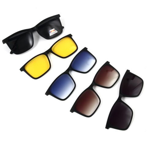  Kính Râm Cận TR90 Clip On Phân Cực Polarized 2 Trong 1 Bộ 5 Kẹp Cao Cấp 12185 