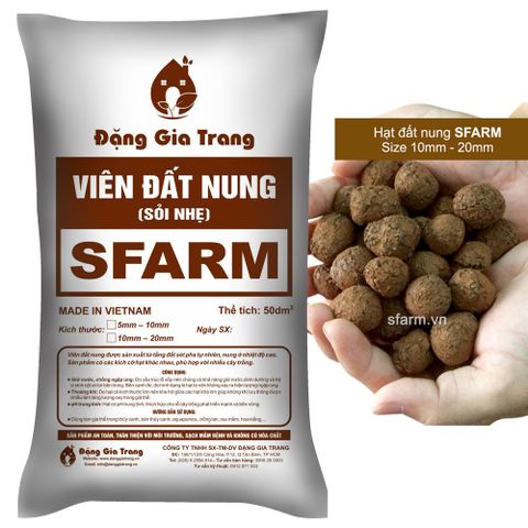 Viên đất nung ( sỏi nhẹ ) SFARM - Bao 50dm3 ( KT 10-20mm )