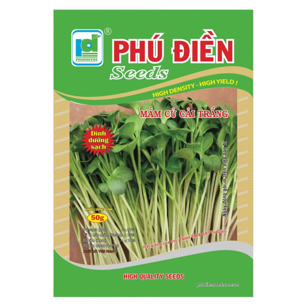 Hạt Giống Mầm Củ Cải Trắng Phú Điền - Gói 50 gram