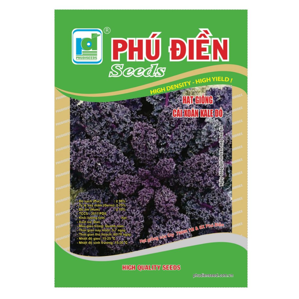 Hạt giống Cải Xoăn Kale Đỏ Phú Điền - Gói 20 hạt