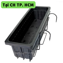 Combo chậu trồng rau hoa Lan can 63 màu đen  + Giá Đỡ 63 màu Đen - Tại CH TP. HCM