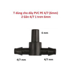 Cút nối chữ T 4/7 ( dây 6mm ) 2 đầu gân 1 đầu trơn