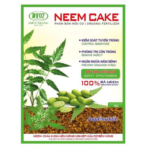 Phân Hữu Cơ Neem Cake - Trừ Cuốn Chiếu, Sùng Đất, Rệp Đất, Côn Trùng Gây Hại 750 Gram